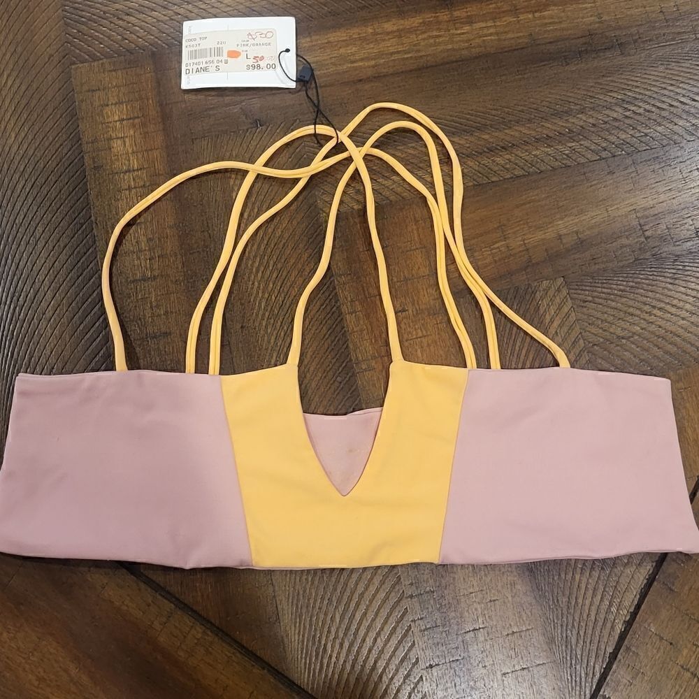 KAOHS strappy bikini top orange and pink Large **READ LISTING**